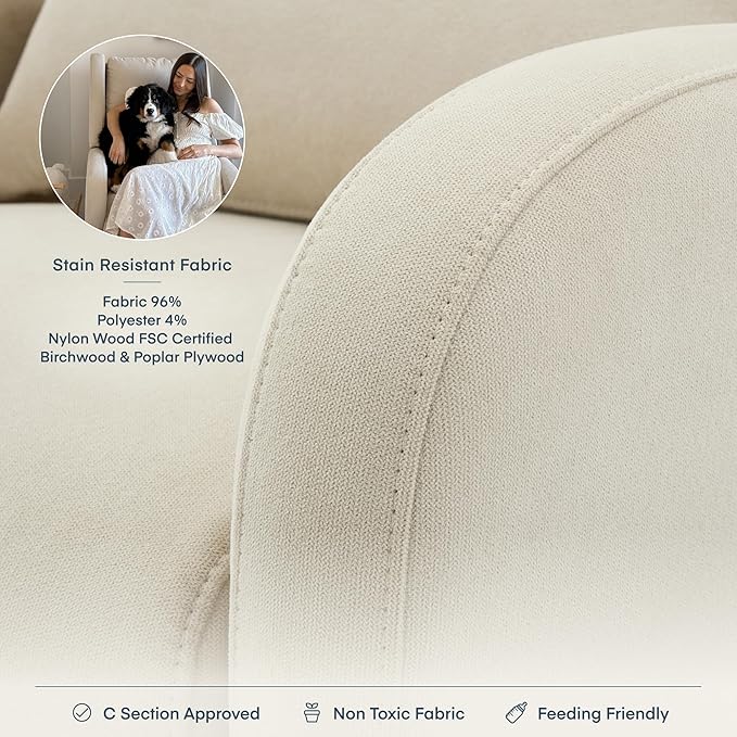 Nurture& The Wingback – Power Reclining Glider for Nursery – Ergonomic Chair with Stain-Resistant Fabric & Built-in Charging Port – Modern Baby Room Essential