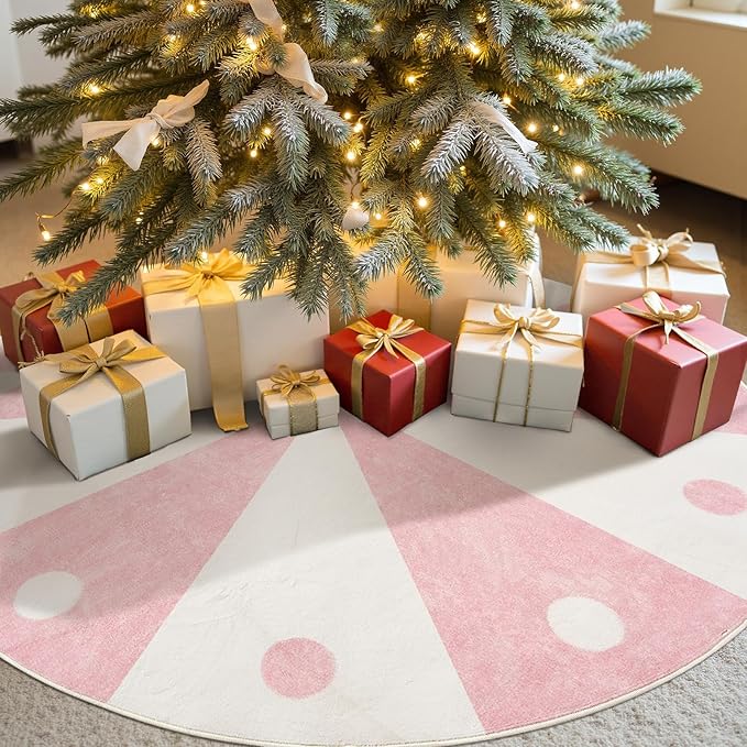 jinchan 5ft Round Rug Light Pink Washable Fun Cute Playroom Mat Non Slip Cheerful Circle Cool Rug Soft Cozy Low-Profile Playful Carousel Throw Carpet for Kids Gift Teens Dorm Entryway Bedroom