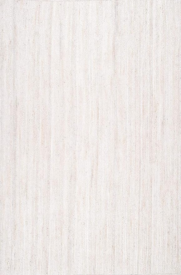 nuLOOM 4x6 Rigo Jute Hand Woven Area Rug, Off White, Solid Farmhouse Design, Natural Fiber, For Bedroom, Living Room, Dining Room, Hallway, Office, Kitchen, Entryway
