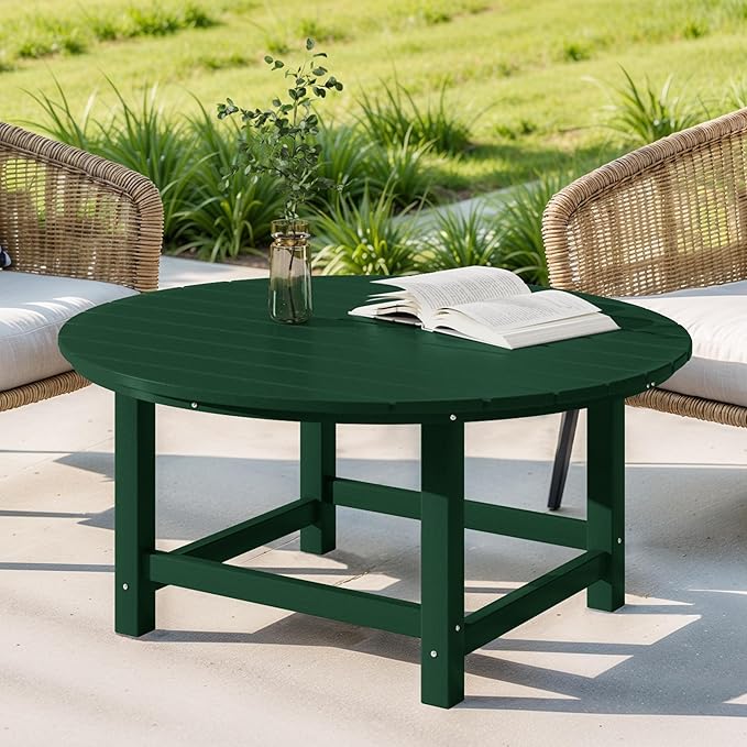 Costaelm Paradise Kids 5-Piece HDPE Outdoor Patio Round Dining Table and Chairs Set, Dark Green
