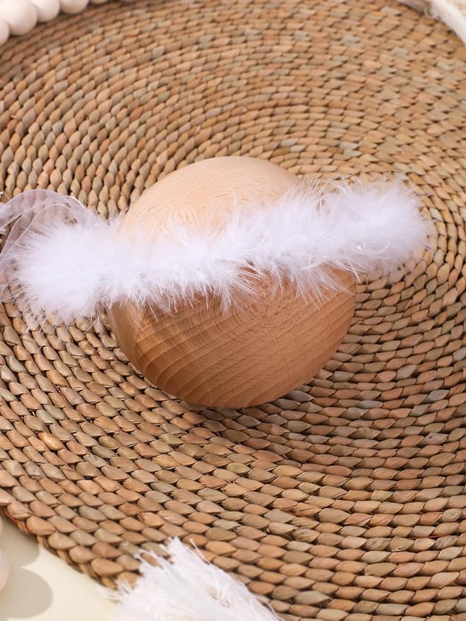 Holibeat 0-6M Newborn Baby Angel Wings with Feathers Newborn Photography Posing Props with a Headband (white1)