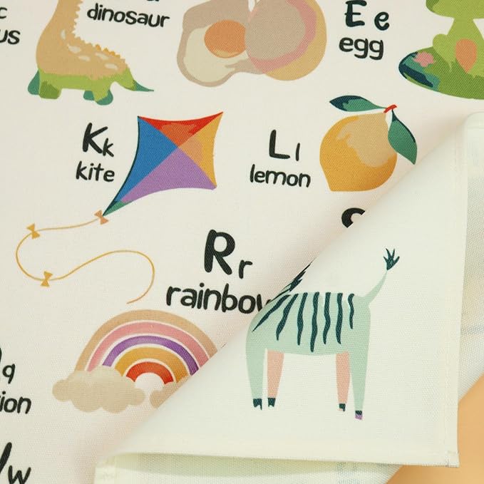 Alphabet ABCD Nursery Rectangular Canvas Banner-Boho Flag Wall Art for Boy Girl Kids,Above Crib Nursery Kindergarten Reading Room Playroom Decor-Baby Growth Stuff-Baby Shower Birthday Christmas Gift