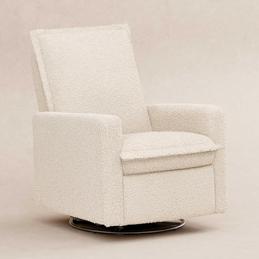 Babyletto Cali Flange Recliner and Swivel Glider in Almond Teddy Loop, Water Repellent & Stain Resistant, Greenguard Gold and CertiPUR-US Certified