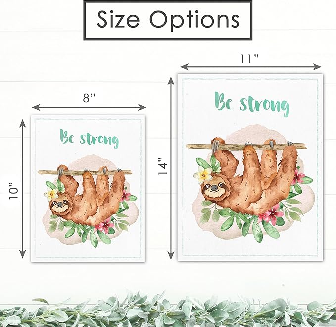 Sloth Art Prints (Set of 4) - Unframed - 8x10s | Perfect for Adding a Touch of Whimsy to Your Living Room, Bedroom, or Nursery | Ideal Wall Decor for Animal Lovers and Fans of Cute, Laid-back Decor