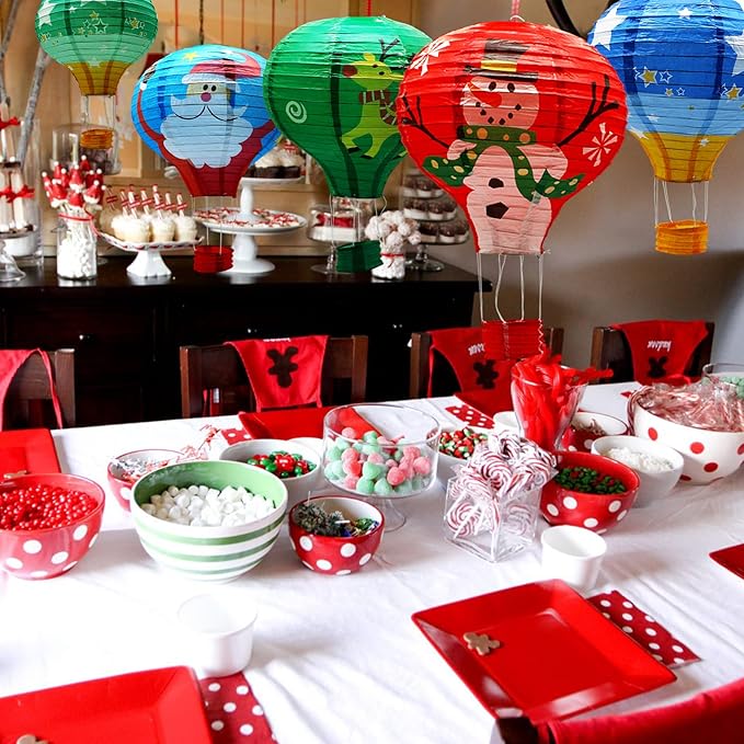 ADLKGG Hanging Hot Air Balloon Paper Lanterns Set, Party Decoration Birthday Wedding Christmas Party Decor Gift, 12 inch, Pack of 5 Pieces