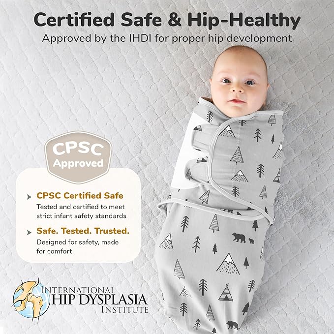 Mama Cheetah Preemie Swaddle Sack - Organic Swaddle Sleep Sacks for Preemies, 4-7 lbs, Newborn Essentials, 3-Pack, Grey