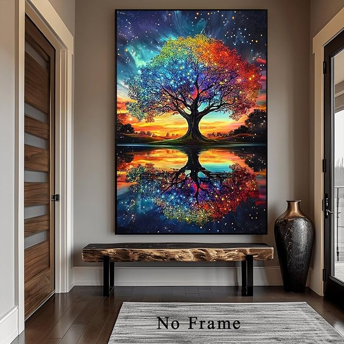 Deocorlevel Abstract Colorful Tree Canvas Prints Fantasy Abstract Prints 16x24inch Frameless Modern Tree Of Life Wall Art