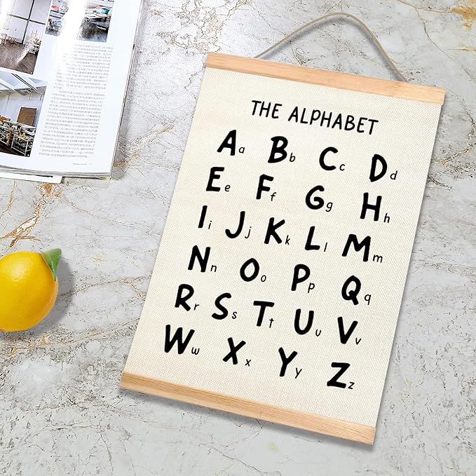 Kids Alphabet and Numbers Educational Chart Set of 2 for Classroom Decor,Colorful Educational Poster for Toddlers 1-3,Toddler Learning Poster for Kids Ages 3-5 for Nursery Playroom,Classroom Must Haves (Black Font)