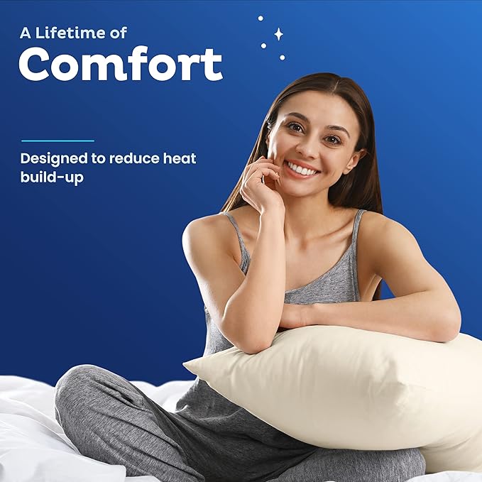 Snuggle-Pedic Pillow Case - Kids 16" x 22" White Pillow Cases w/Breathable Stretch Knit Cotton