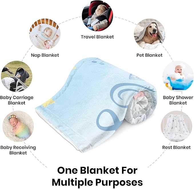 J&SBGFT Personalized Custom Baby Blanket for Boys - Customized Name Blanket for Toddlers, Kids - Nursery Stroller Crib Decor Throw - 30"x40", Color 1