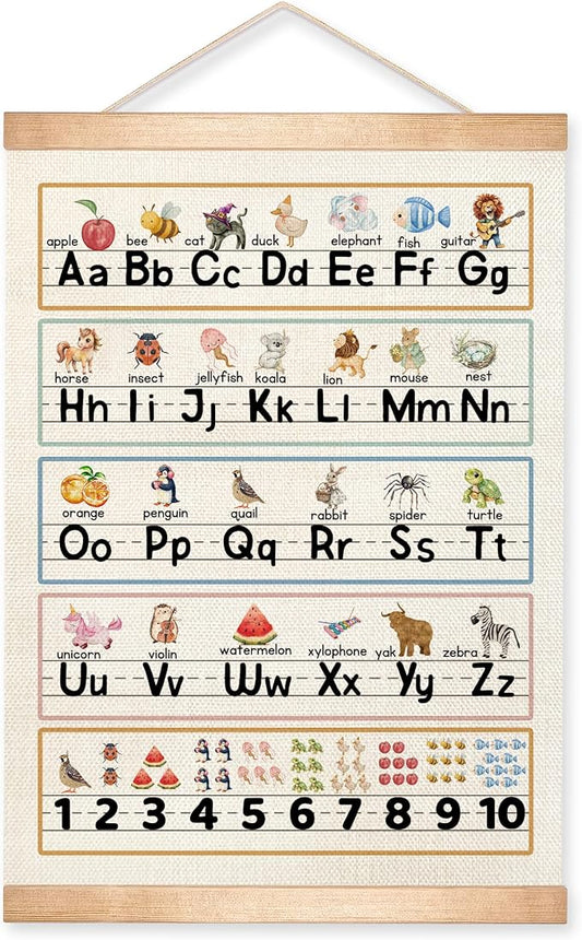 Kids Alphabet and Numbers Educational for Classroom Decor,Colorful Educational Poster for Toddlers 1-3,Toddler Learning Poster for Kids Ages 3-5 for Nursery Playroom,Classroom Must Haves 14x18.5Inchr(Colorful-03)