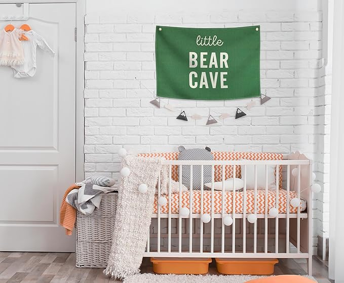 Nursery Rectangular Banner Flag Sign Wall Decor Gift for Baby Boy Girl Kids,Nursery Above Crib Bedroom Playroom Front Door-little Bear Cave-Baby Present Shower,Birthday Christmas Gift