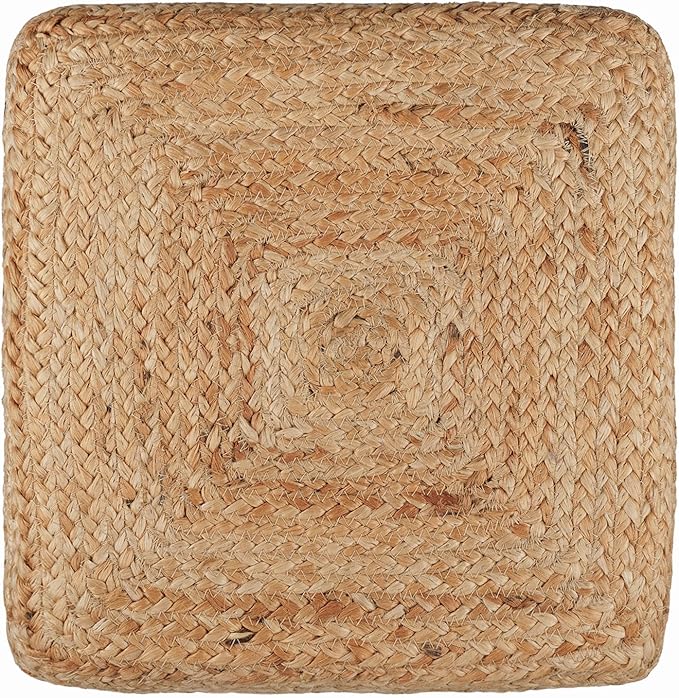 REDEARTH · Cube Pouf Foot Stool Ottoman - Jute Braided Pouffe Poof Accent Sitting Footrest for The Living Room, Bedroom, Nursery, Patio, Lounge & Other Rooms, Set of 2(14.5”X14.5”X16”; Natural Gray)