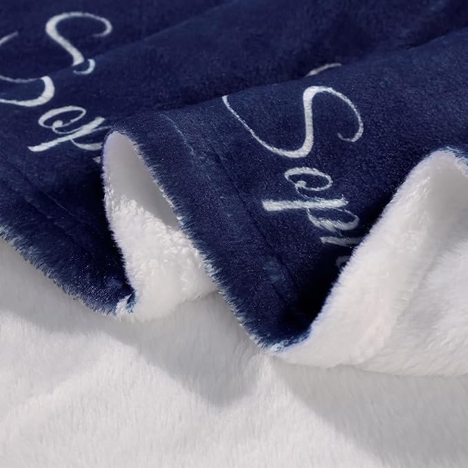 DayOfShe Personalized Name Blankets for Baby Boys Girls Christmas Stocking Stuffers Gifts Custom Blankets with Name for Grandkid Toddler Teen Boys Girls Gifts