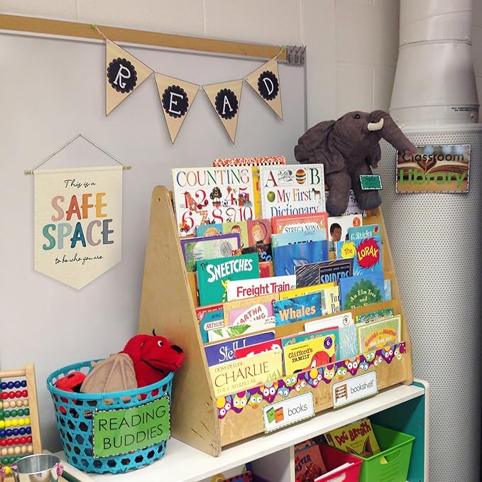Safe Space Wall Hanging Banner, Therapy Office Wall Decor,Classroom Office Decor Banner,Calming Corner Canvas Banner,Safe Space Sign,School Counselor Office Must Haves, Hanging Pennant Flag