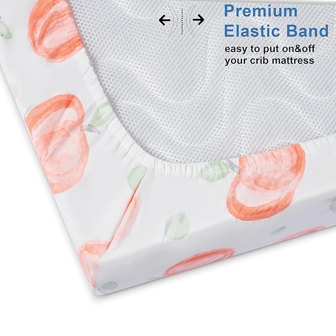 TILLYOU Baby Crib Sheets for Boys Girls, Super Soft Toddler Bed Sheets, 2 Pack Sheets for Standard Crib Mattress 28x52in, Peach dot