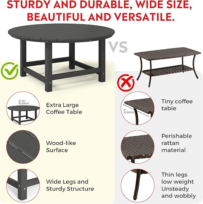 Costaelm Kids Dinner Table, Toddler Play Desk Student Desk Outdoor Childrens Picnic Tables for Children Arts & Crafts, Snack Time, Multi-Activity Table for Ages 2-8 in Home/Outside, Gray
