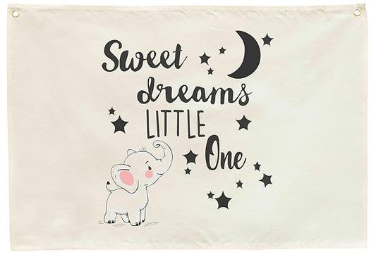 Sweet Dreams Little One-Rectangular Banner Flag Poster Wall Decor for Baby Kids Boy Girl Teen-Nursery Above Crib Bedroom Door Wall Sign Decorations-Birthday Baby,Shower Christmas Gift
