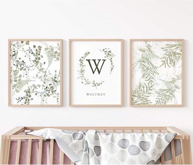 Personalized Name Flower Nursery Wall Art Prints, Crib & Nursery décor, Newborn Baby Girl Gift Present, Floral Baby Girl Room Pictures, Poster For Baby And Kids (6 Prints, Flower 4)