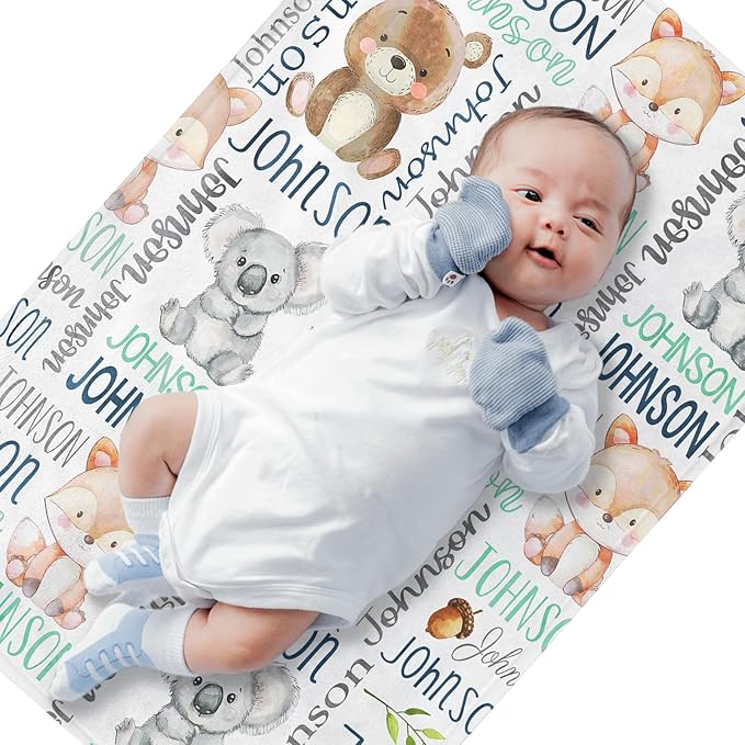 Personalized Baby Blanket - Custom Name Blanket for Girls & Boys, Super Soft Plush Fleece