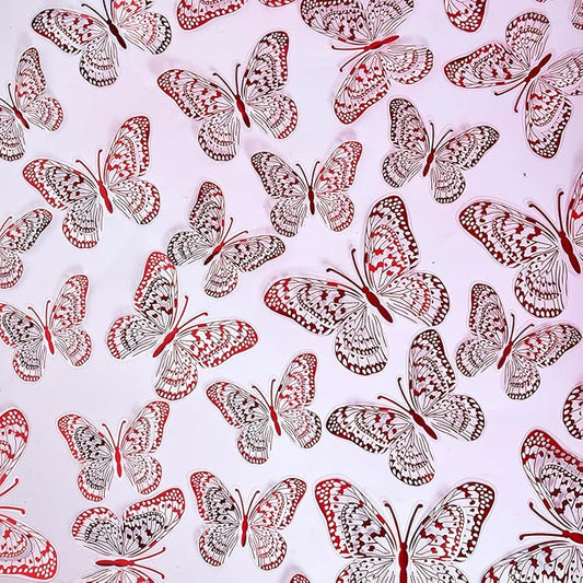 36PCS Butterfly Wall Decals - Red Butterfly Stickers Mural Wall Decor Home Decor Kids Room Bedroom Decor Living Room Decor, Removable Reusable Stickers