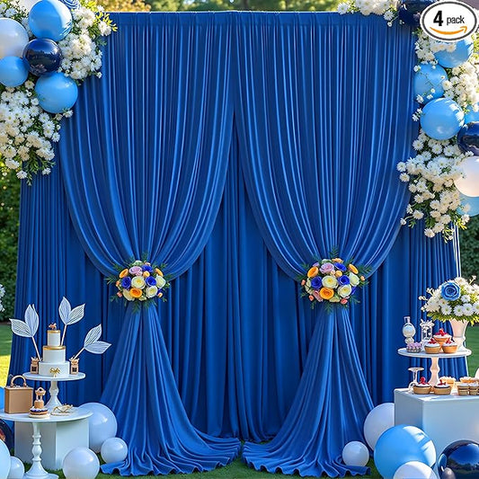 20×14 ft Royal Blue Wrinkle Free Backdrop Curtain, Soft Silky Polyester Wedding Drapes 4 Panels 14ft Height Photo Backdrop Curtains for Parties Birthday Baby Shower Photography Background Cloth