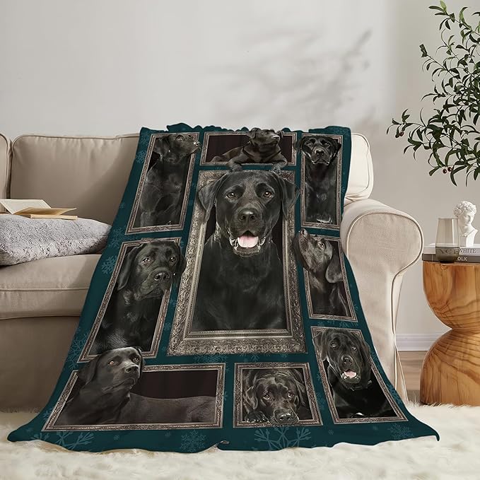 Labrador Retriever Dog Blanket - Cute Throw for Girls, Women, Kids, Adults - Soft Warm Cozy Fleece for Couch, Sofa, Bed - 80"x60" - Gifts and Decor