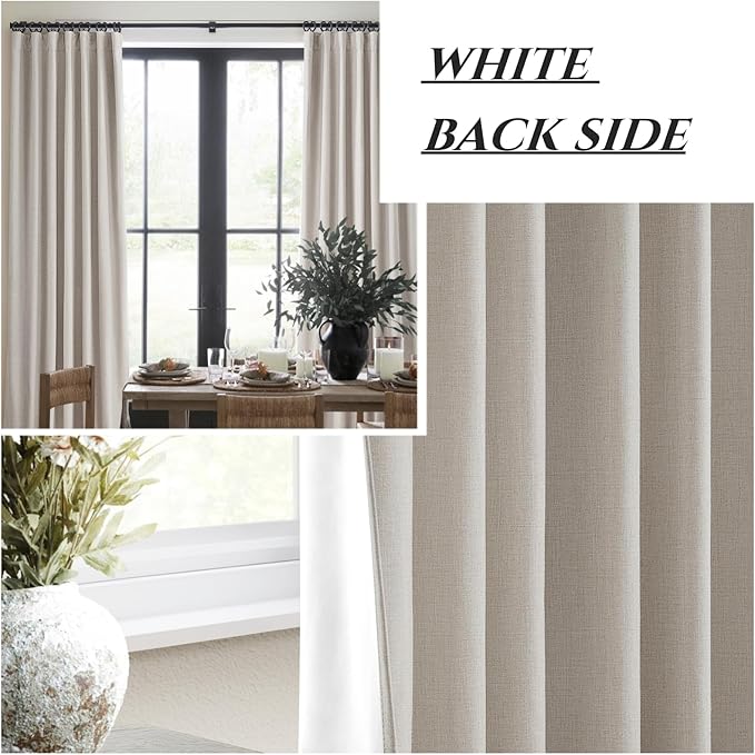 Short Length Blackout Curtains for Bedroom 63 Inch Length Pretty Custom Drapes Thermal Kitchen Traverse Curtains with Hooks for Track/Back Tab Basement Window Natural Cream(50W x 63L 2Panels)