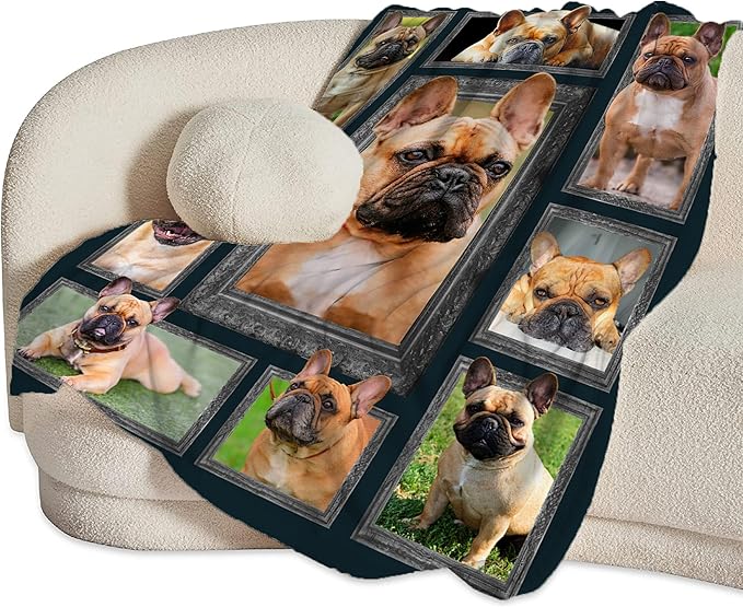French Bulldog Throw Blanket - Cute Dog Gifts and Decor for Girls, Women, Kids, Adults - Soft Warm Cozy Fleece for Couch, Sofa, Bed - 50"x40"