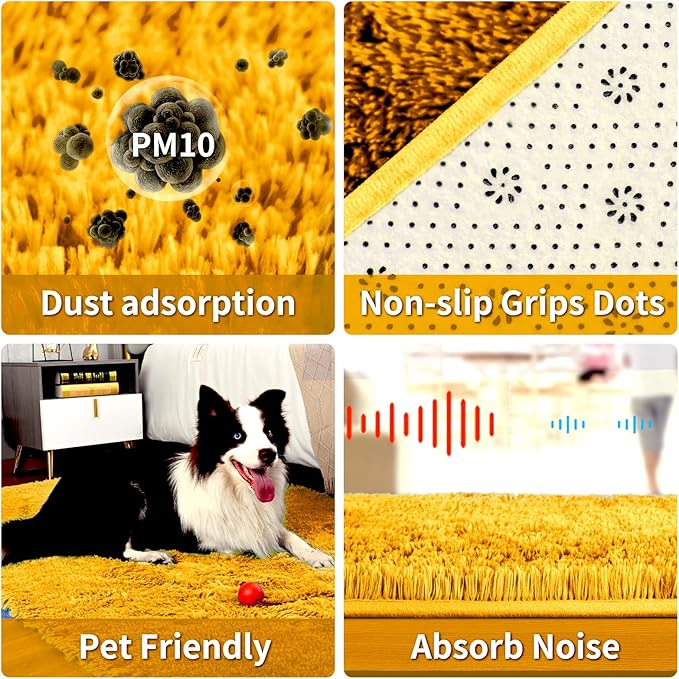 Merelax Modern Soft Fluffy Large Shaggy Rug for Bedroom Livingroom Dorm Kids Room Indoor Home Decorative, Non-Slip Plush Furry Fur Area Rugs Comfy Nursery Accent Floor Carpet 5x8 Feet, Orange
