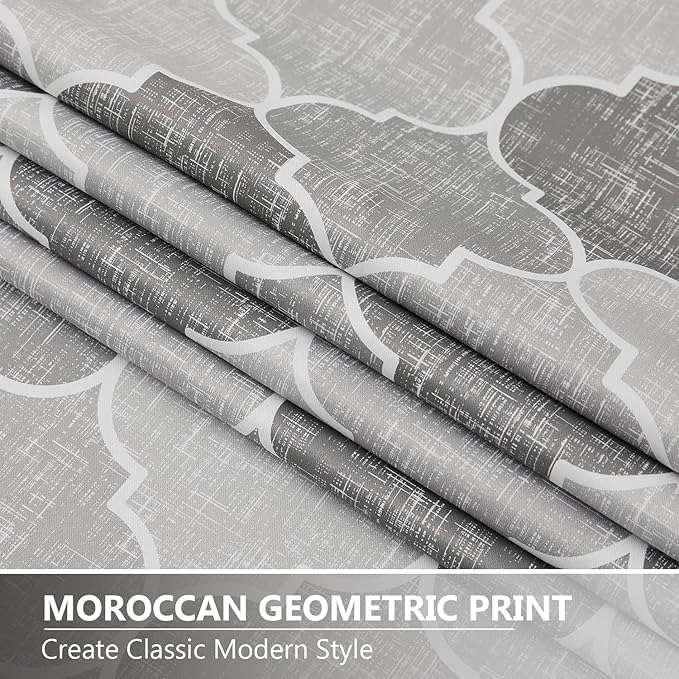 Christmas Geometric Curtains for Bedroom Gray Trellis Moroccan Pattern Drapes Full Blackout 90 Inch Length Room Darkening Thermal Insulated Noise Reducing Window Treatments Sets, 2 Panels