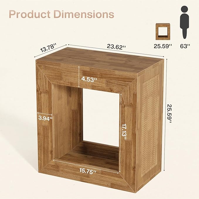 Tribesigns Rustic End Table, 2-Tier Wooden Side Table with Sturdy Base, Farmhouse Narrow Nightstand with Storage Shelf for Living Room, Bedroom, Brown