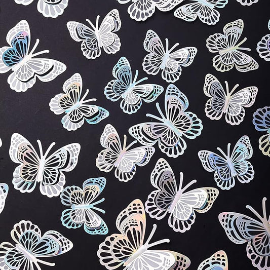 36PCS Butterfly Wall Decals - 3D Butterflies Wall Stickers Removable Mural Decor Wall Stickers Decals Home Decor Kids Room Bedroom Decor Living Room Decor (Sliver)
