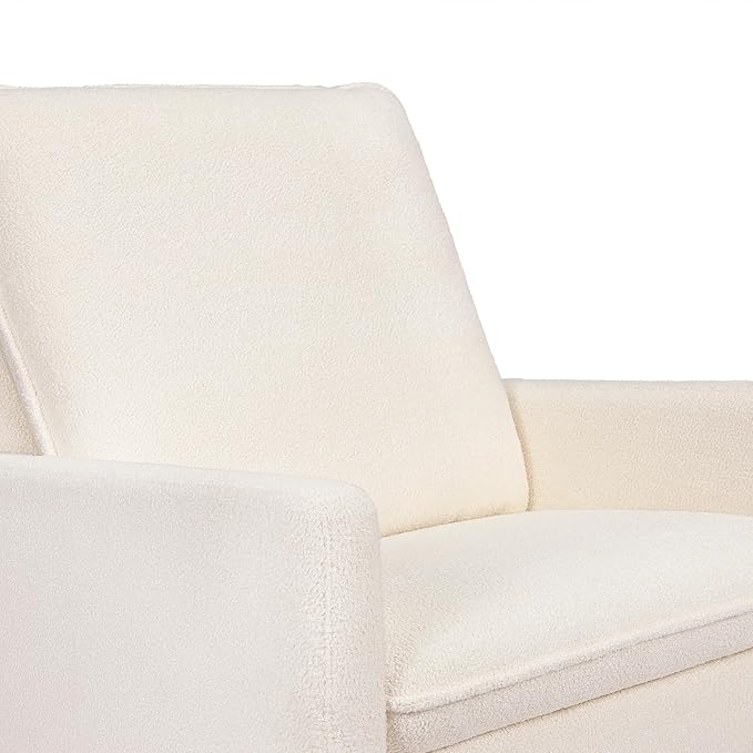 babyletto Cali Pillowback Chair and a Half Glider in Chantilly Fleece with Light Wood Base, Greenguard Gold and CertiPUR-US Certified