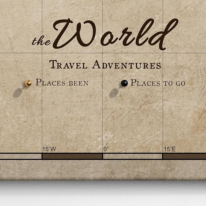 Canvas World Map with Cork Pin Board - English Lettering - Decorative Wall Decoration for All Rooms - Canvas Pictures with World Map Motif (70x50 cm, Pattern 12)