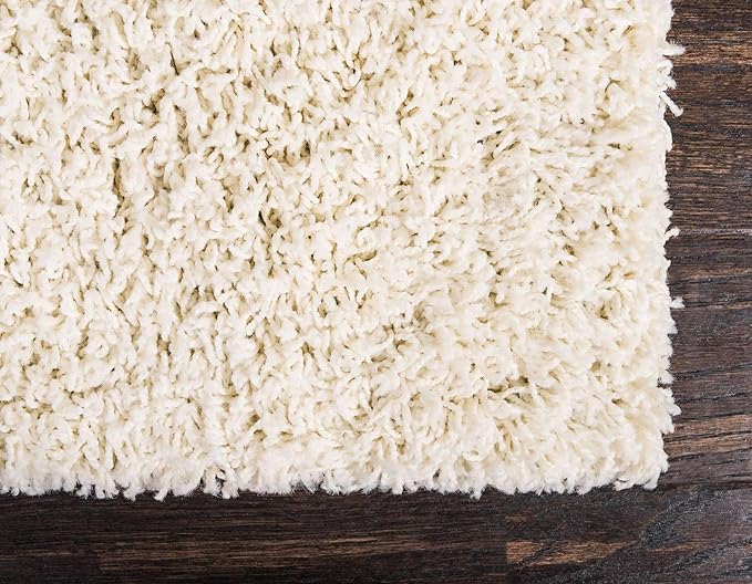Unique Loom Solid Shag Collection Area Rug (2' 6" x 16' 5" Runner, Pure Ivory)