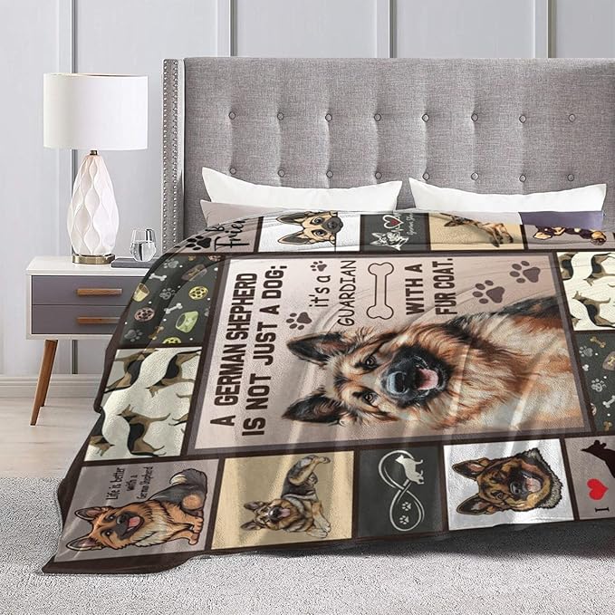 German Shepherd Decor Blanket German Shepherd Gifts Throw Blanket Super Soft Flannel Lightweight Fluffy Plush Fuzzy Fleece Blanket for Dog Lover Girl Woman Boys Kids Adults Man for Bed Sofa 50"X60"