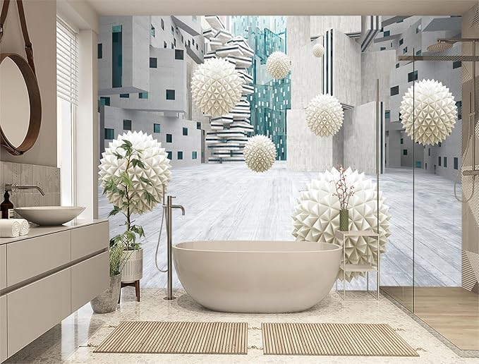 XMPMBM-3d planar Fabric Nursery Room Wallpaper Grey Abstraction Art Bathroom Wall Mural-W 154" X H 105"（112 Square Foot）