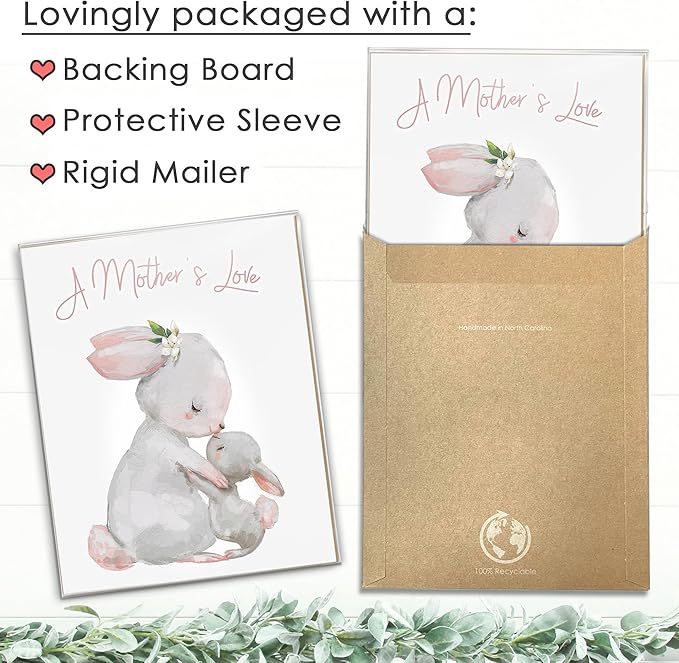 DREAM BIG PRINTABLES Mother and Child Bunny Wall Art Print - Unframed - 11x14 | Nursery Decor | Bedroom Decor | Room Decor Aesthetic | Bedroom Wall decor