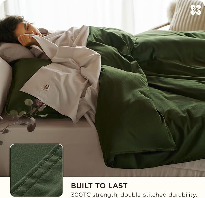 Bedsure Cotton Duvet Cover King, 100% GOTS Organic Cotton Duvet Cover Set, Fair Trade Certified King Bedding, Eco-Friendly, Ultra-Soft, Breathable Home Bedding for All Seasons(Olive Green, 104"x90")