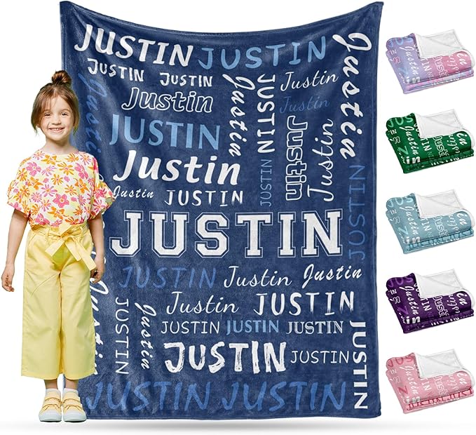 Ship Next Day, Custom Name Blanket - Printed in USA, Personalized Baby Blankets for Girls, Baby Blanket with Name, Ultra-Soft Cozy Fleece Blankets, Gifts for Boys & Girls Kids Teen Girl New Mom