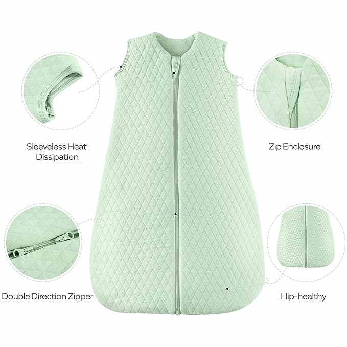 JELLYMONI Baby Sleep Sack TOG 2.5, 6-12 Months Winter Baby Wearable Blanket, 100% Cotton Infant Sleeping Sack 2-Way Zipper Warm Quilted Sleepsack