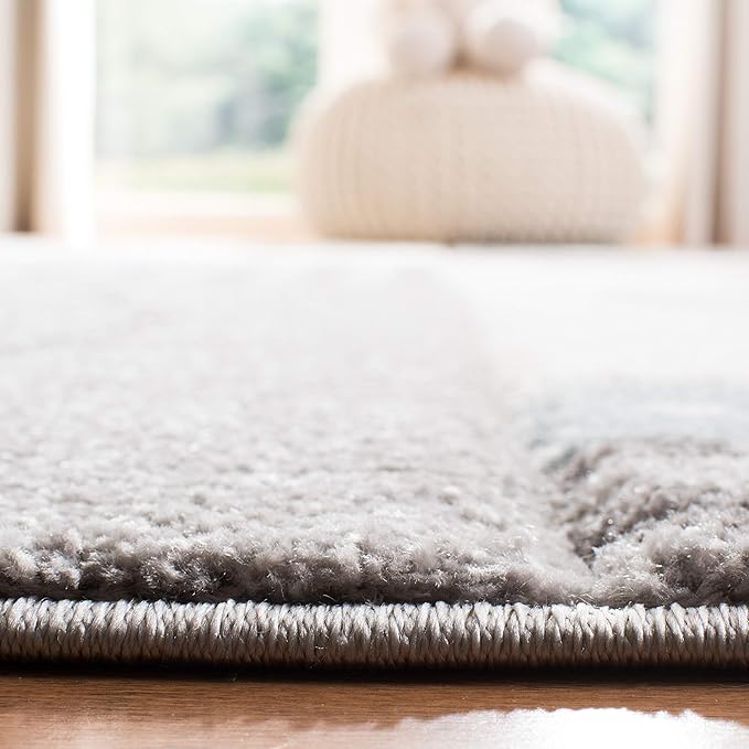 SAFAVIEH Carousel Kids Collection Area Rug - 6'7" Square, Grey & Ivory, Animal Design, Non-Shedding & Easy Care, Ideal for High Traffic Areas for Boys & Girls in Playroom, Nursery, Bedroom (CRK188B)
