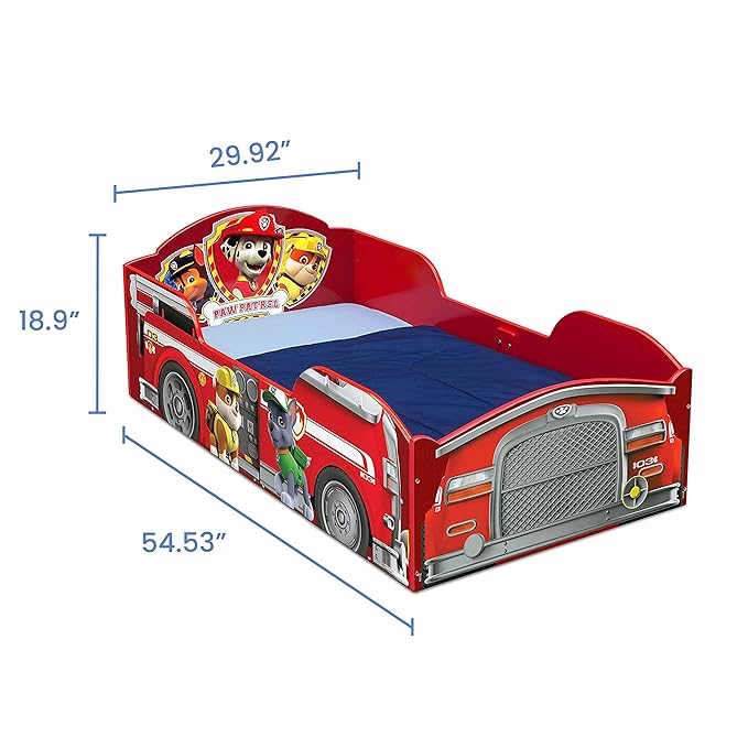 Delta Children Wood Toddler Bed, Nick Jr. PAW Patrol + Serta Perfect Slumber Dual Sided Recycled Fiber Core Toddler Mattress (Bundle)