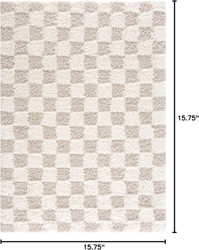 Hauteloom Atira Living Room, Bedroom Area Rug - Contemporary - Plush Pile - Cream, Light Beige, Light Brown - 18" x 18" Sample
