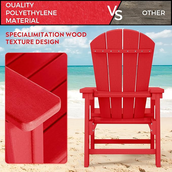 Costaelm Paradise Kids 5-Piece HDPE Outdoor Square Patio Dining Table and Chairs Set, Red