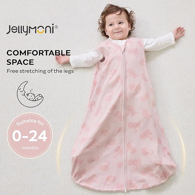 JELLYMONI Baby Sleep Sack 12-18 Months 0.5 Tog Wearable Blanket for Baby, 100% Cotton 3 Pack Infant Toddler Sleeping Sack Lightweight Soft 2-Way Zipper Sleepsack