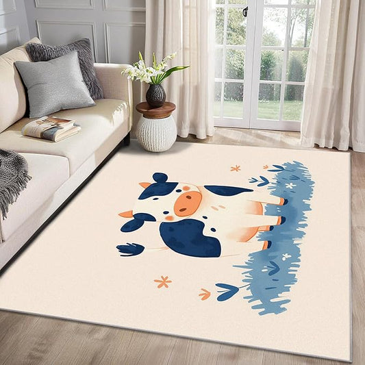 Cow Rug for Nursery - Cute Cattle Area Rug 2x3, Cartoon Farm Animal Rugs for Entryway, Kids Farmhouse Animal Door Mat - Washable Non Slip High Traffic Areas, Cow Home Decor & Gifts