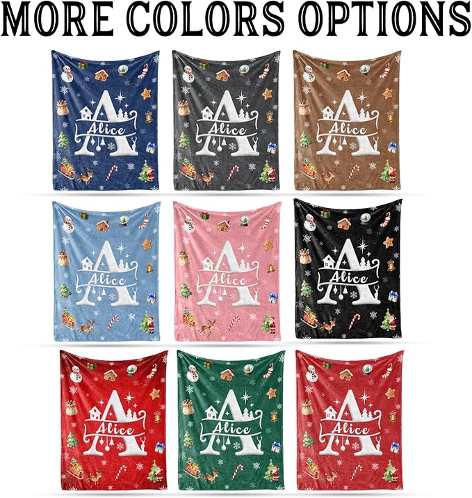 Ship Next Day, Custom Christmas Blanket - Merry Christmas Personalized Blanket, Xmas Gifts for Family Mom Dad Daughter Son Grandkids, for Teen Girls Women Man, Stocking Stuffers