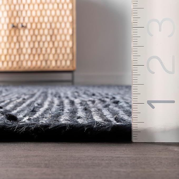 nuLOOM 2x6 Rigo Jute Hand Woven Area Rug, Navy, Solid Farmhouse Design, Natural Fiber, For Bedroom, Living Room, Dining Room, Hallway, Office, Kitchen, Entryway